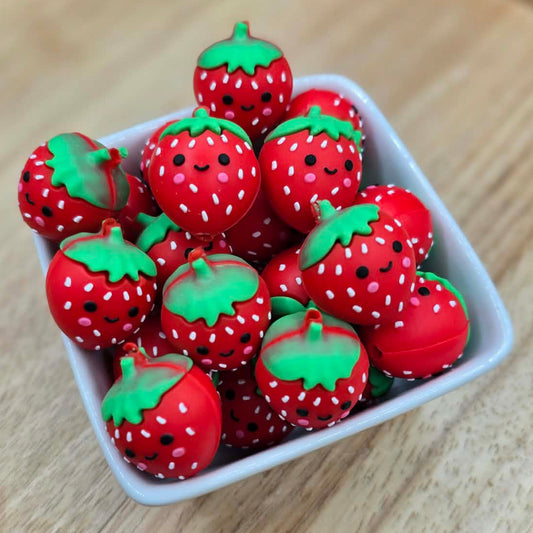 3D Strawberry - Silicone Focal Bead