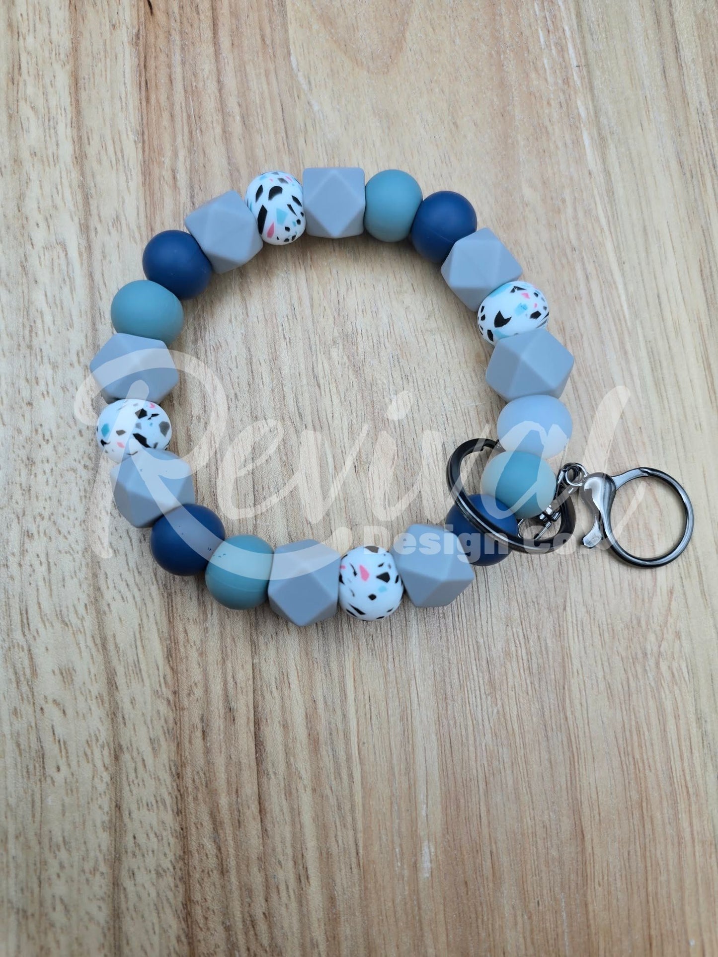 Seaside Blues - Silicone Beaded Keyring (Ready-To-Ship)