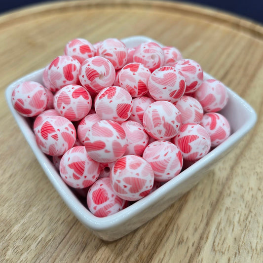 15mm Patterned Silicone Bead - Sweetheart
