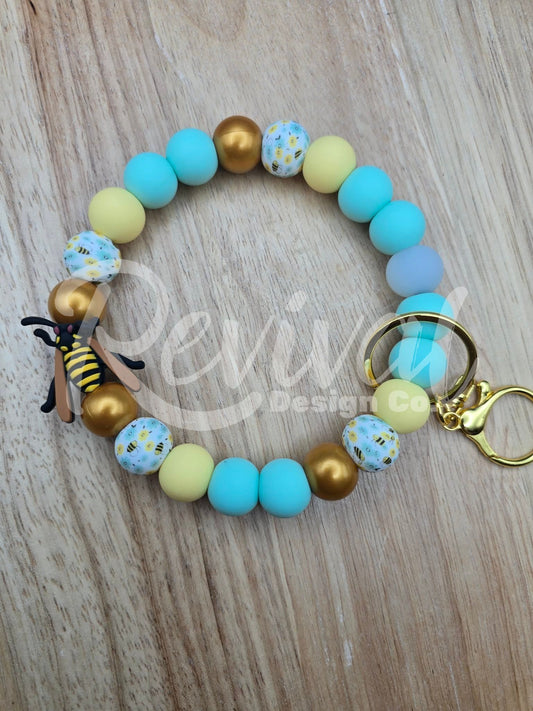 Buzzy Bumble - Silicone Beaded Keyring (Ready-To-Ship)