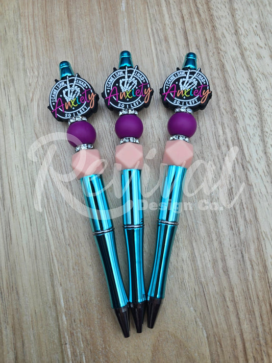 Anxious Skelly - Silicone Beaded Pen (Ready-To-Ship)