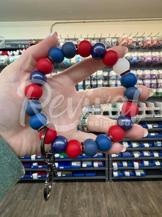 Pretty Patriot - Silicone Beaded Keyring (Ready-To-Ship)