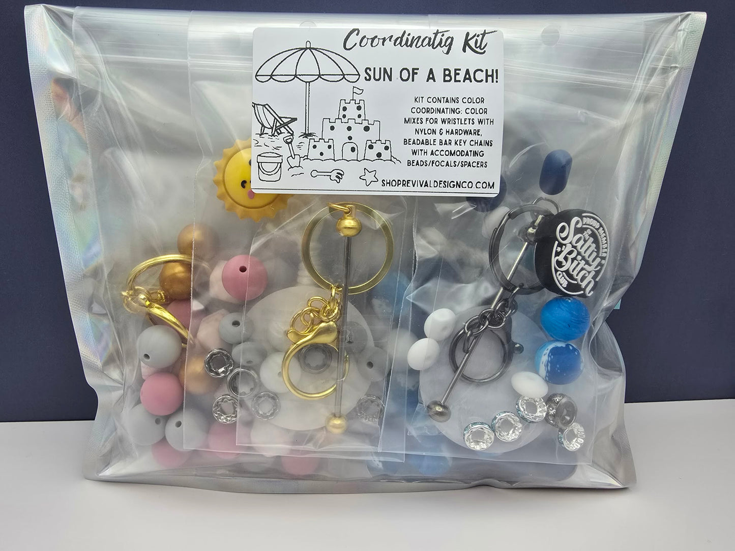 Wristlet & Bar Keychain Coordinating Kit - Sun of a Beach