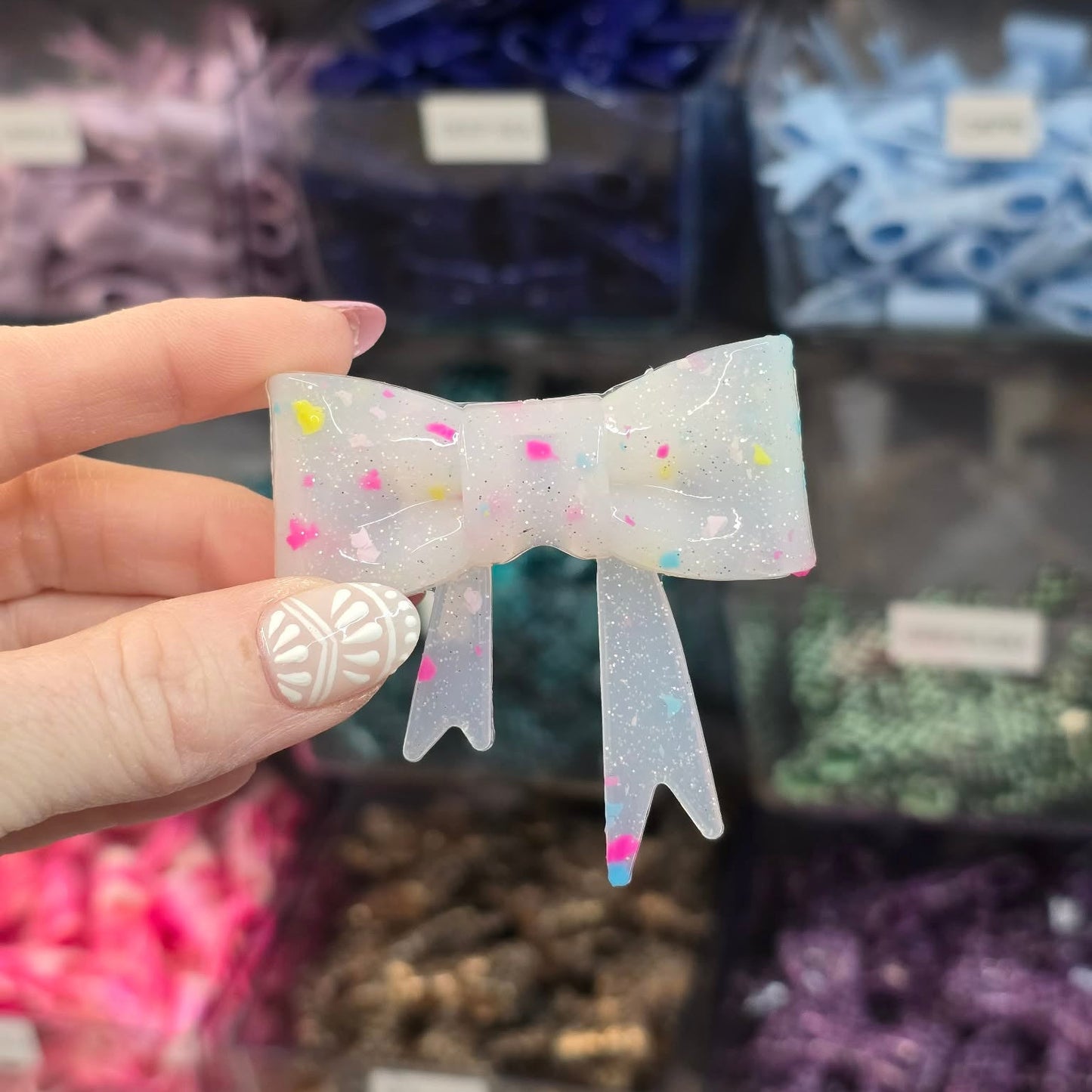 Confetti - Silicone Bow Focal/Straw Topper