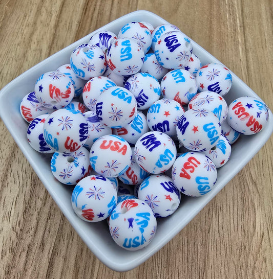 15mm Patterned Silicone Bead - USA