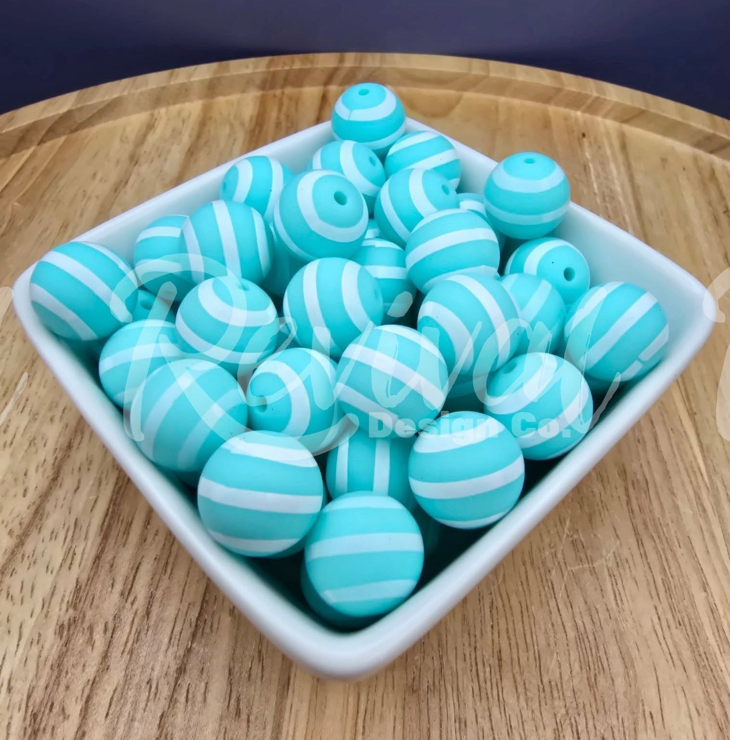 15mm Patterned Silicone Bead - Coastal