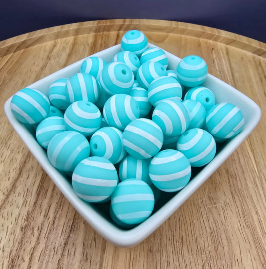 15mm Patterned Silicone Bead - Coastal