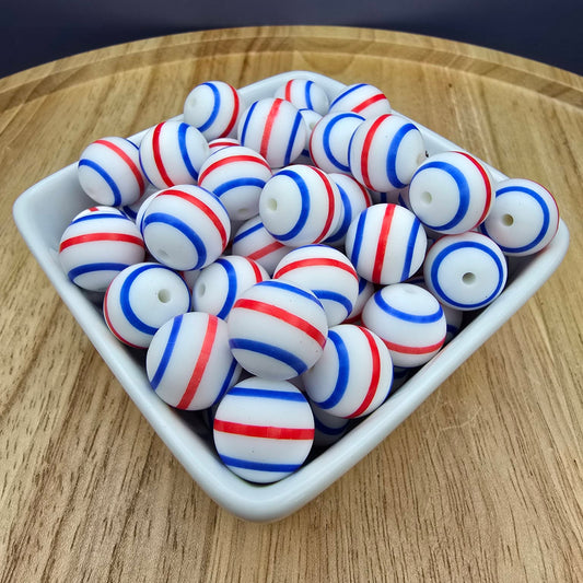 15mm Patterned Silicone Bead - Stripes