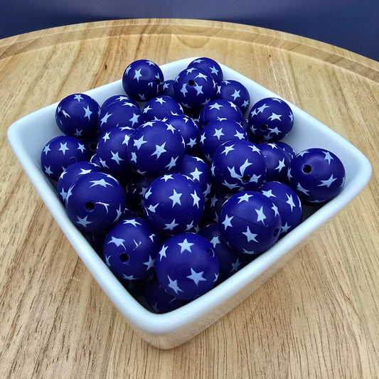 15mm Patterned Silicone Bead - Stars