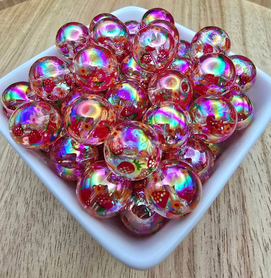 16mm Acrylic Beads- Strawberry (Pack of 15)