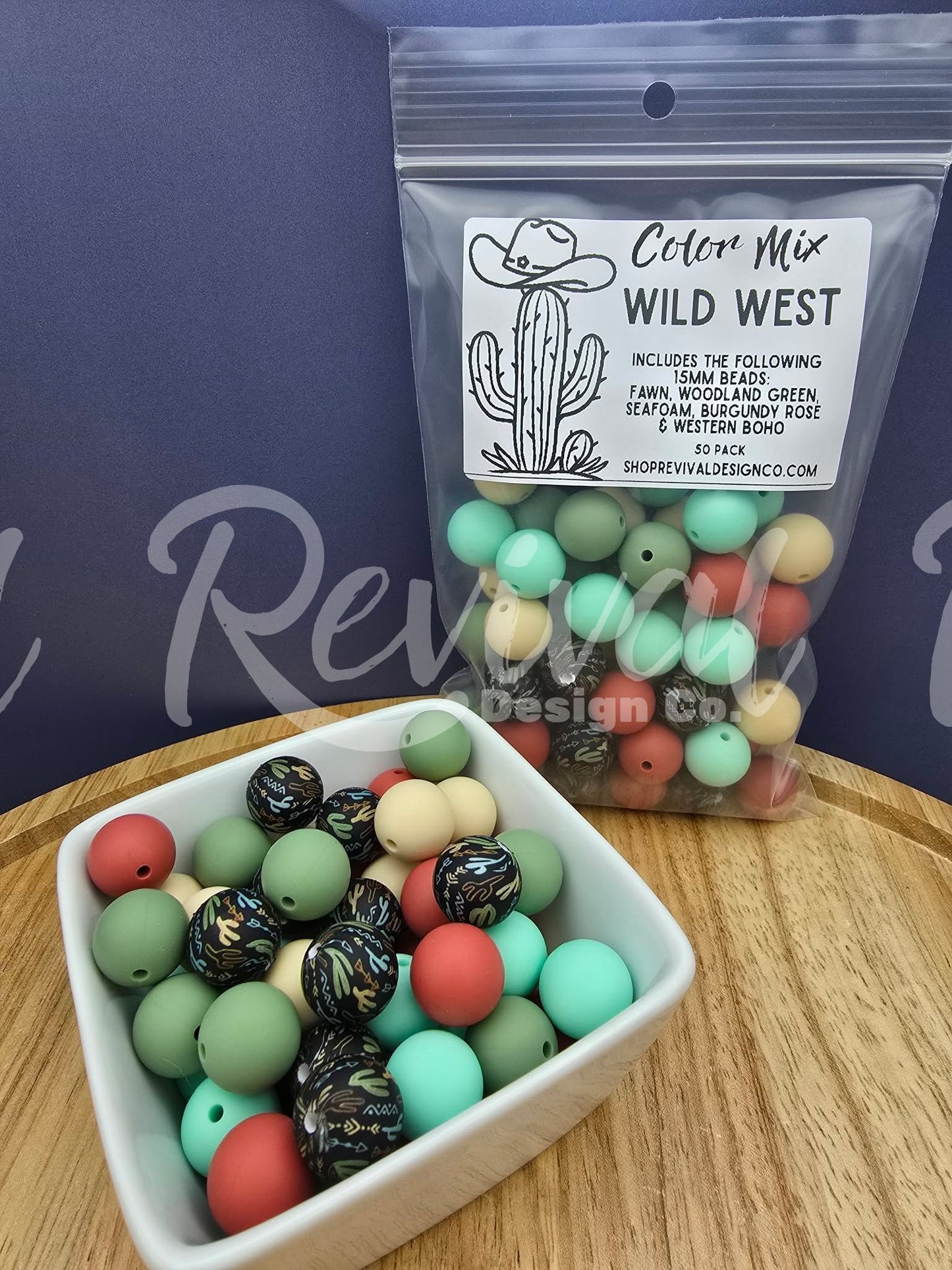Wild West Color Mix - 15mm Silicone Beads - 50 Pack