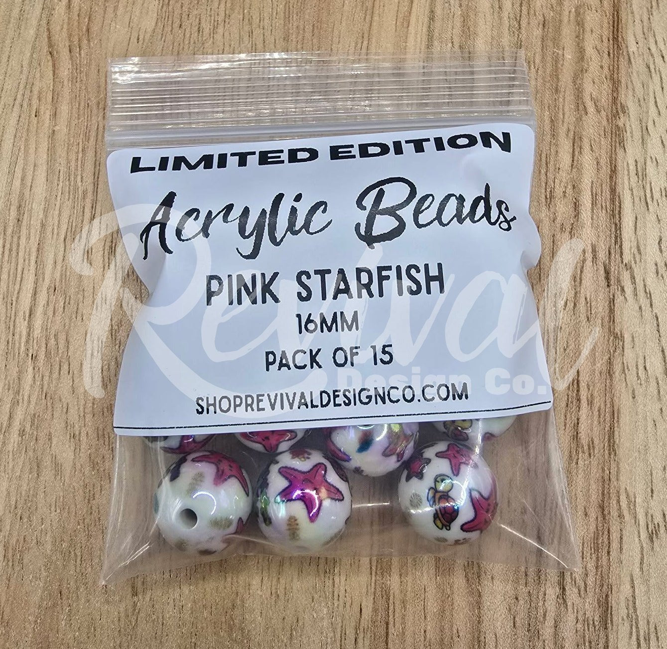 Pink Starfish - 16mm Acrylic (Pack of 15)