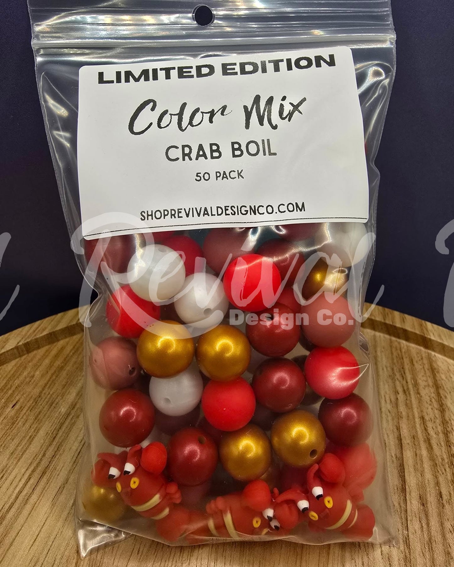 Crab Boil Color Mix - Focal & 15mm Silicone Beads - 50 Pack