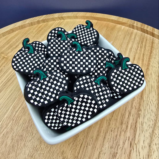 Checkered Pumpkin - Silicone Focal Bead