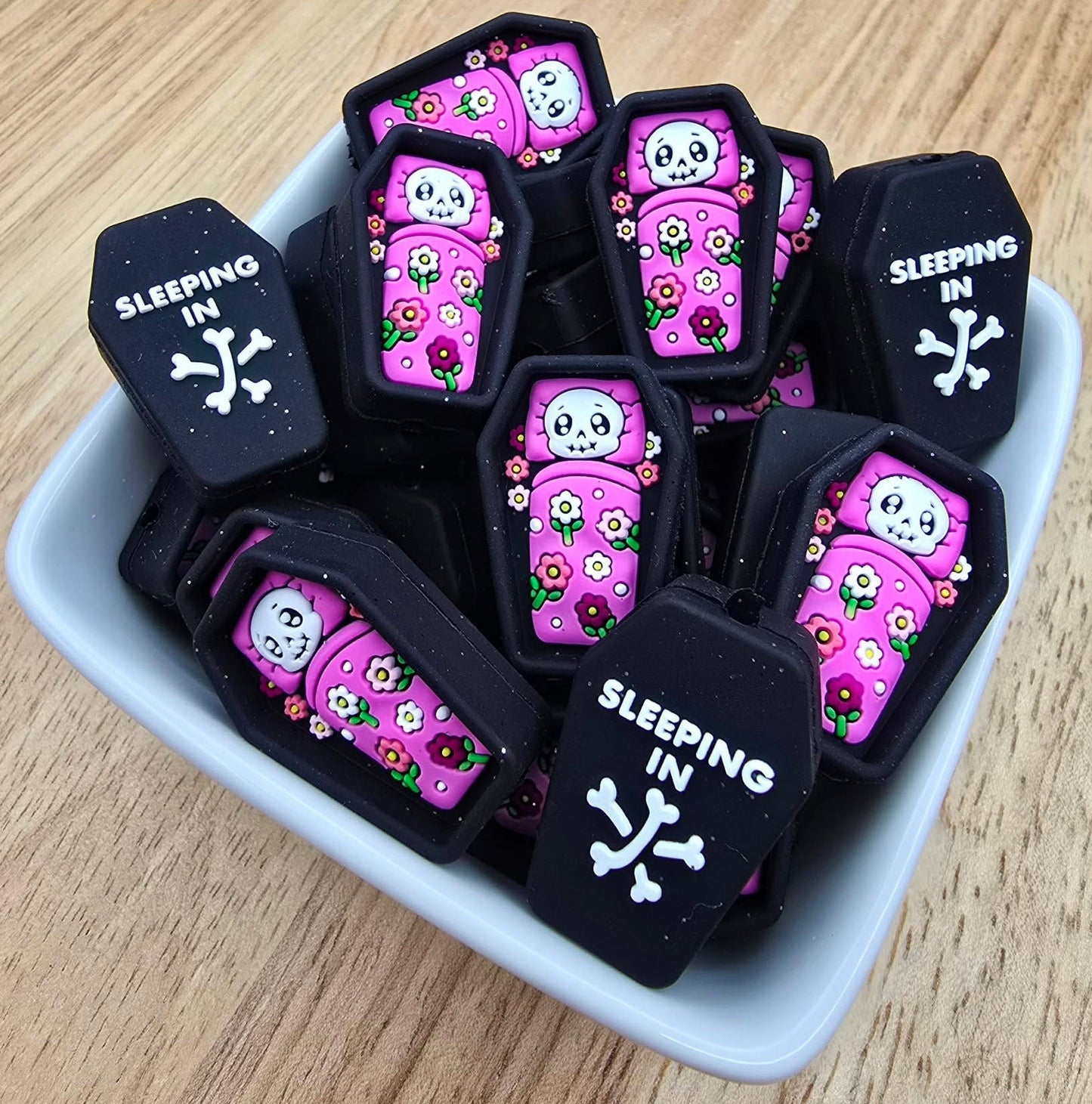 3D Cozy Coffin (Pink) - Silicone Focal Bead