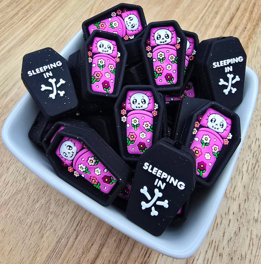 3D Cozy Coffin (Pink) - Silicone Focal Bead
