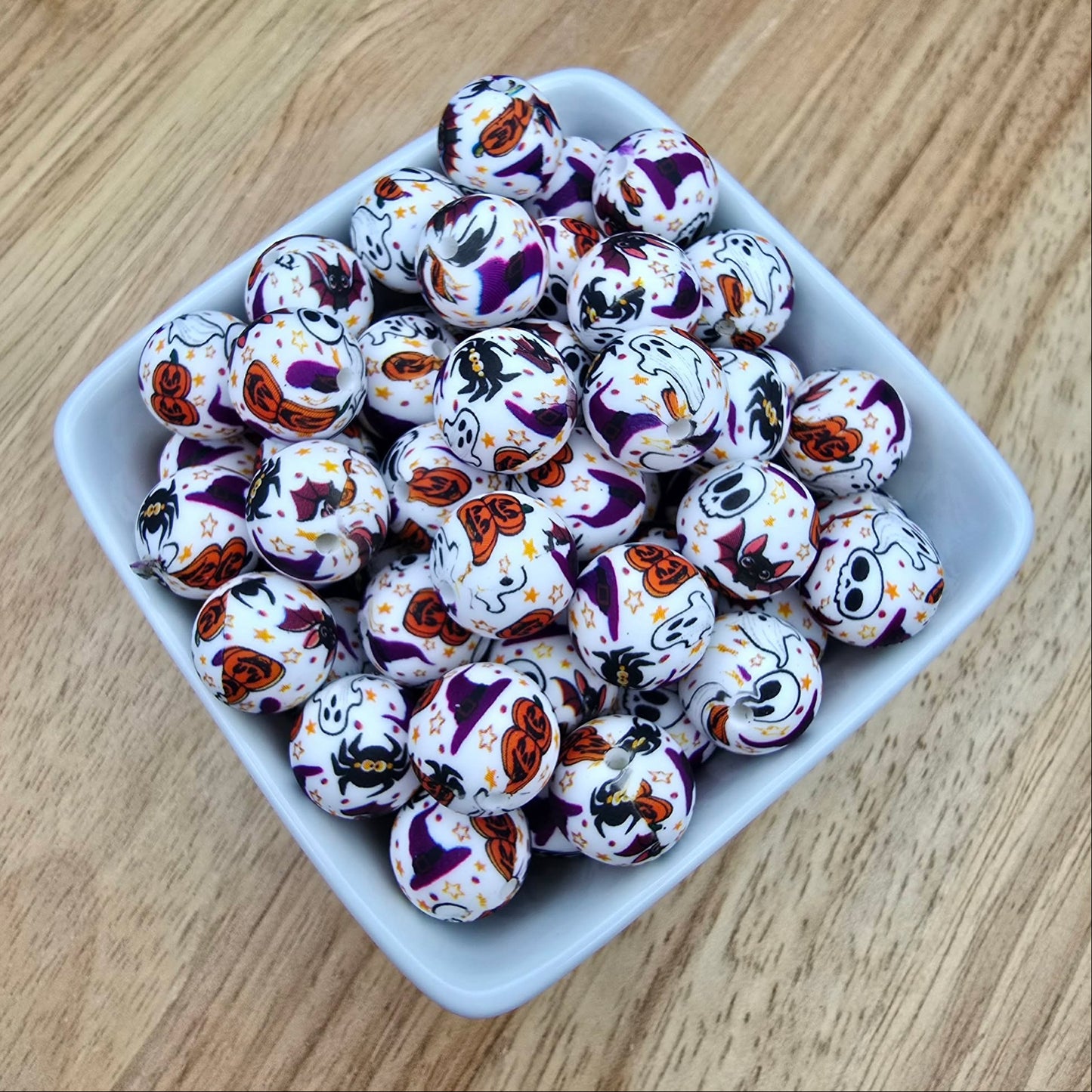 15mm Patterned Silicone Bead - Haunting Season