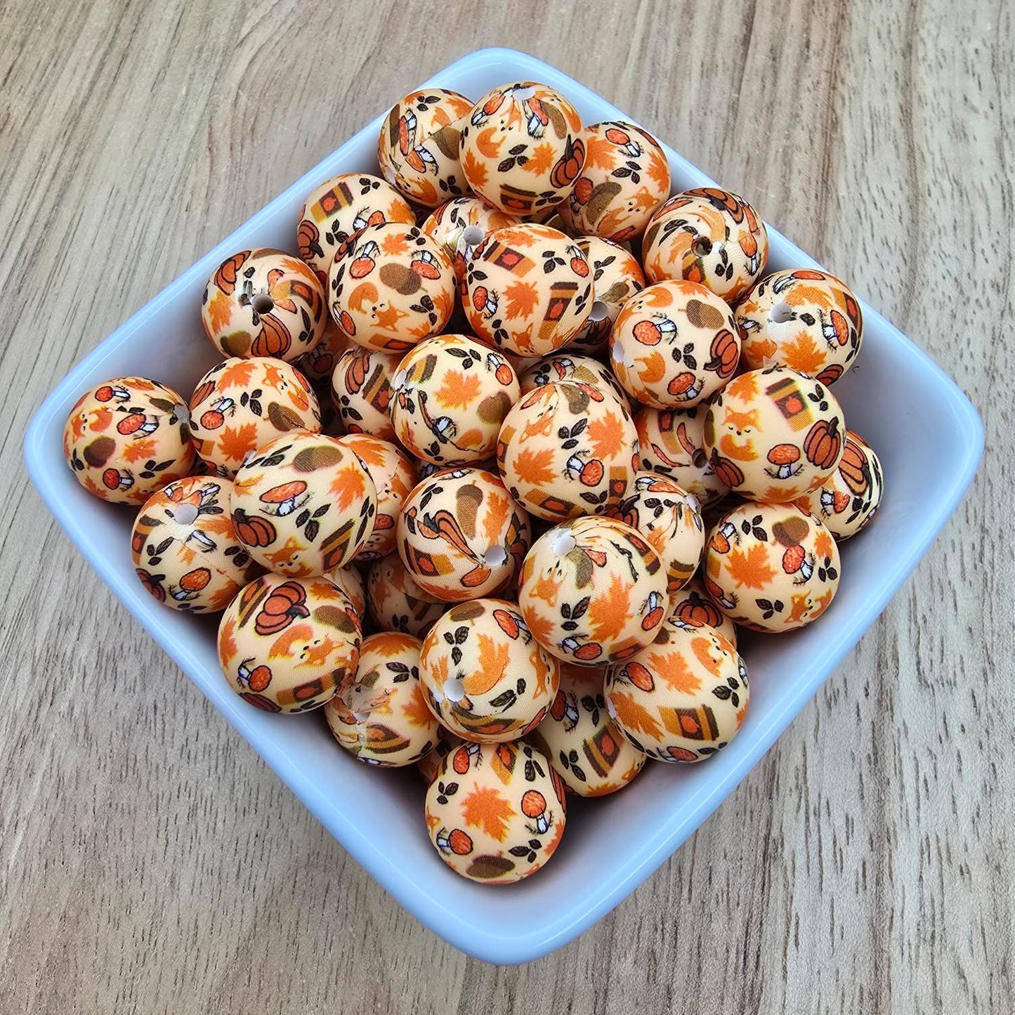 15mm Patterned Silicone Bead - Autumn Perks
