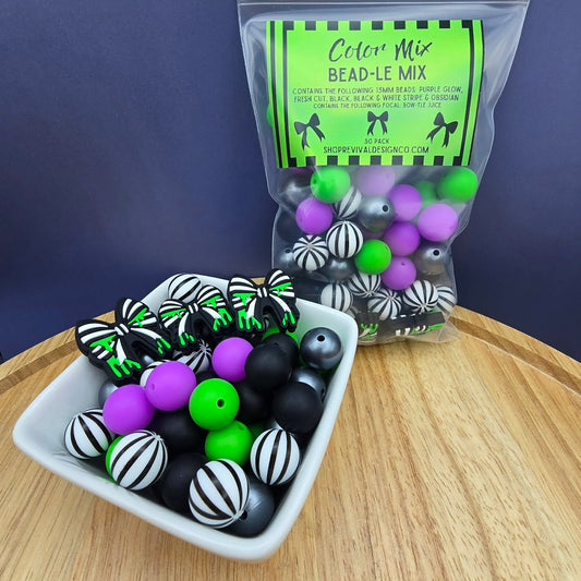 Bead-le Color Mix - Focals & 15mm Silicone Beads - 50 Pack
