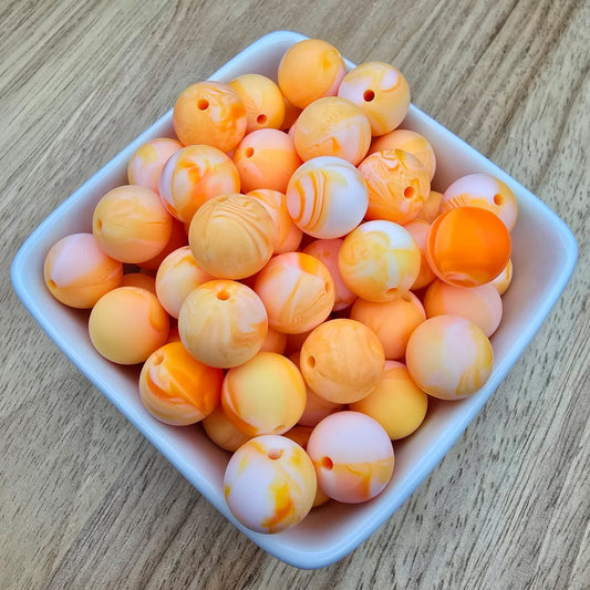 15mm Swirl Silicone Bead - Creamsicle