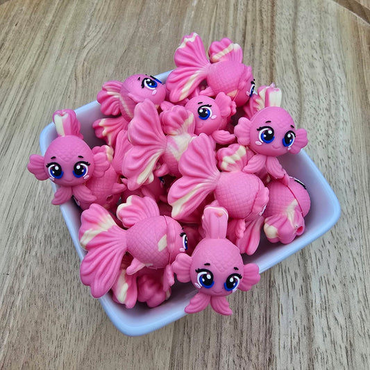 3D Pink Fancy Goldfish - Silicone Focal Bead