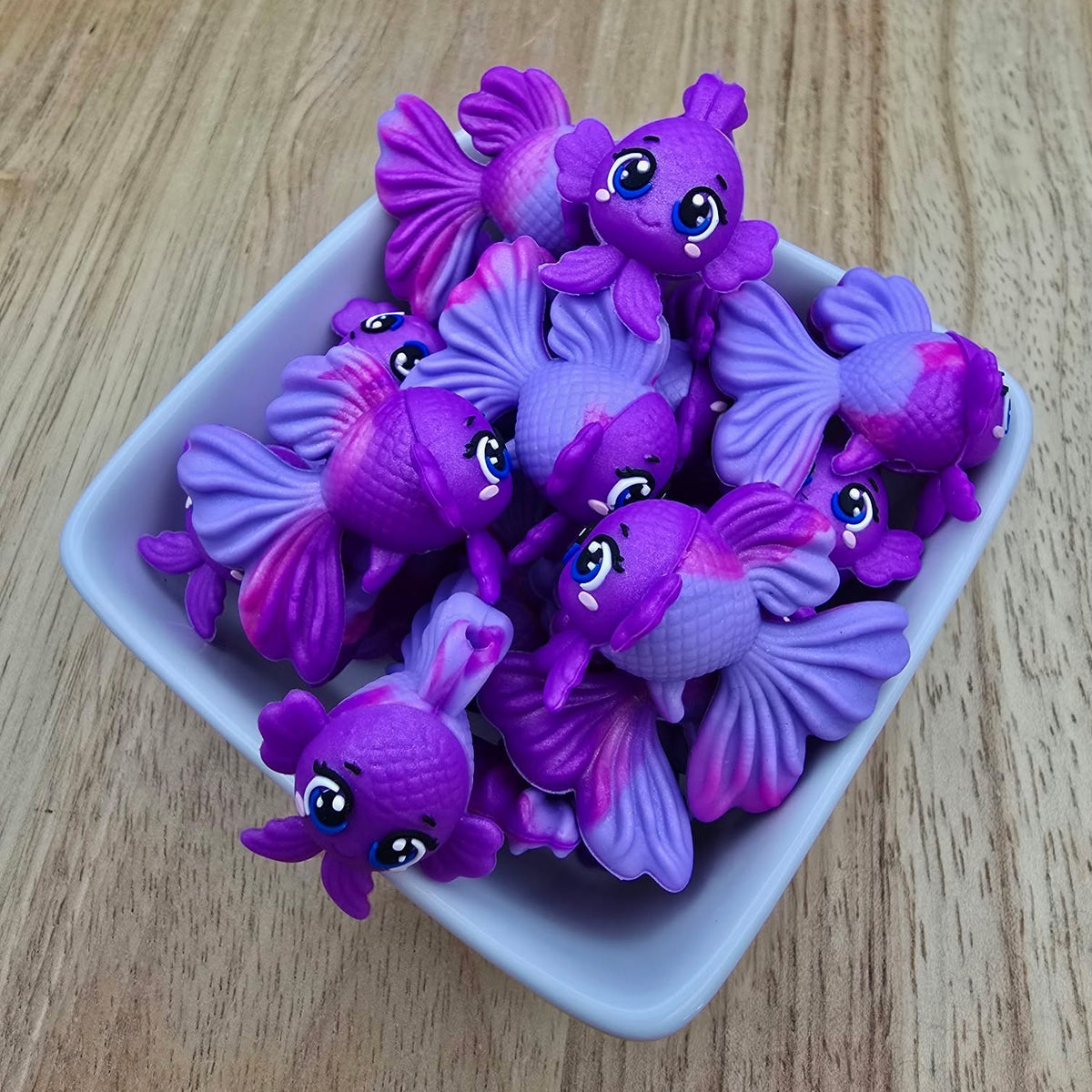 3D Purple Fancy Goldfish - Silicone Focal Bead