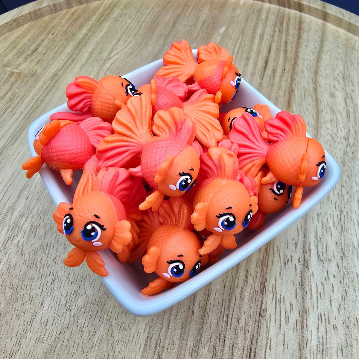 3D Orange Fancy Goldfish - Silicone Focal Bead