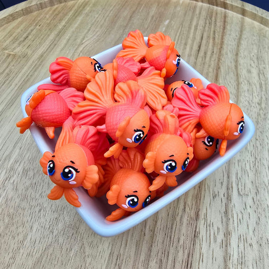 3D Orange Fancy Goldfish - Silicone Focal Bead