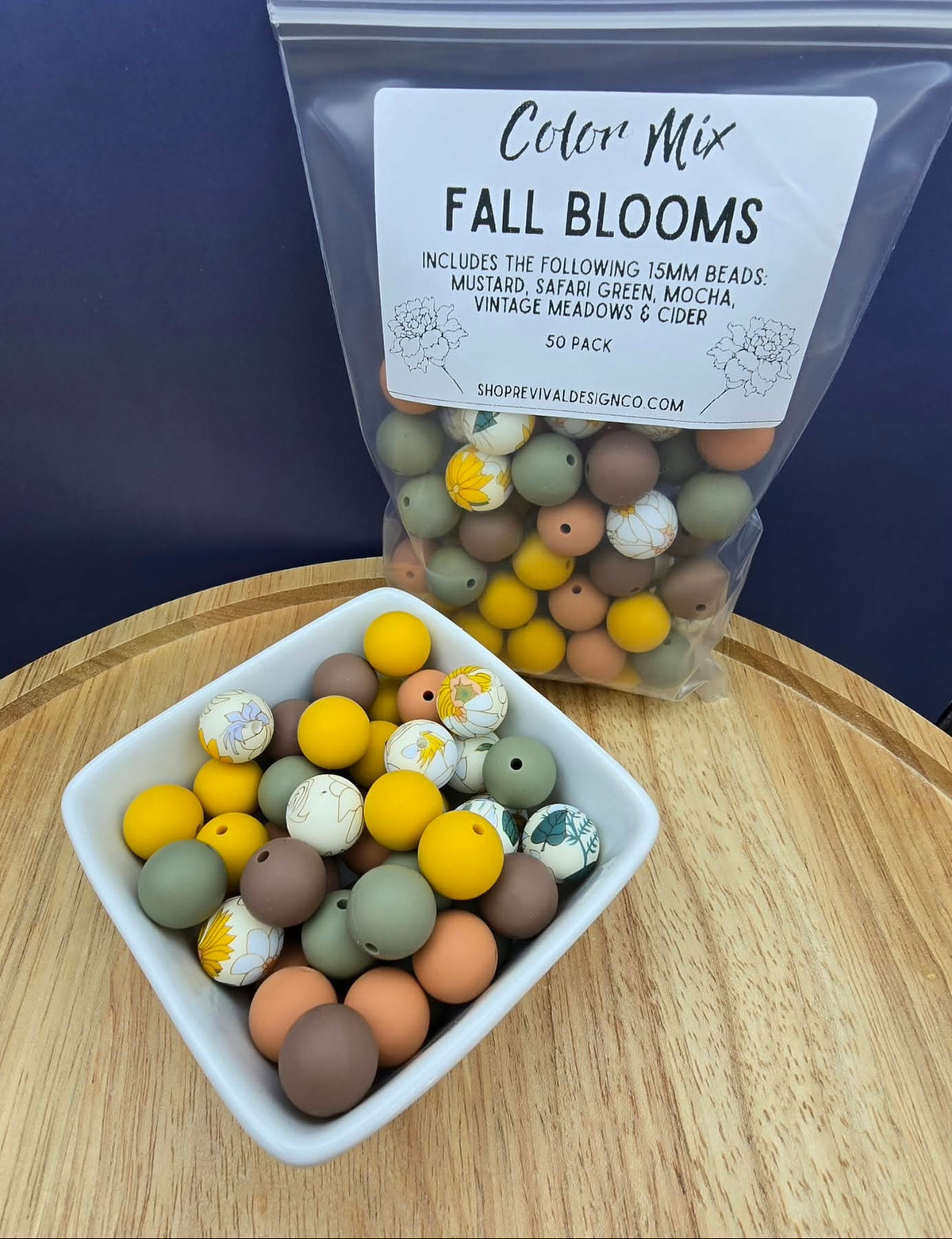 Fall Blooms Color Mix - 15mm Silicone Beads - 50 Pack