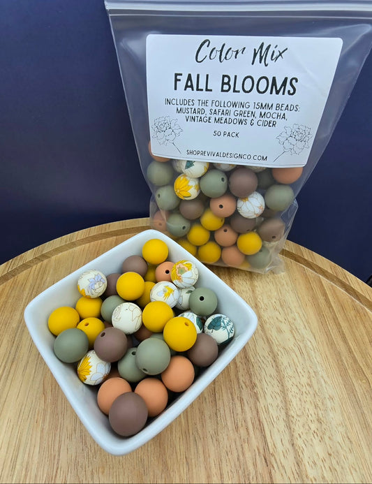 Fall Blooms Color Mix - 15mm Silicone Beads - 50 Pack