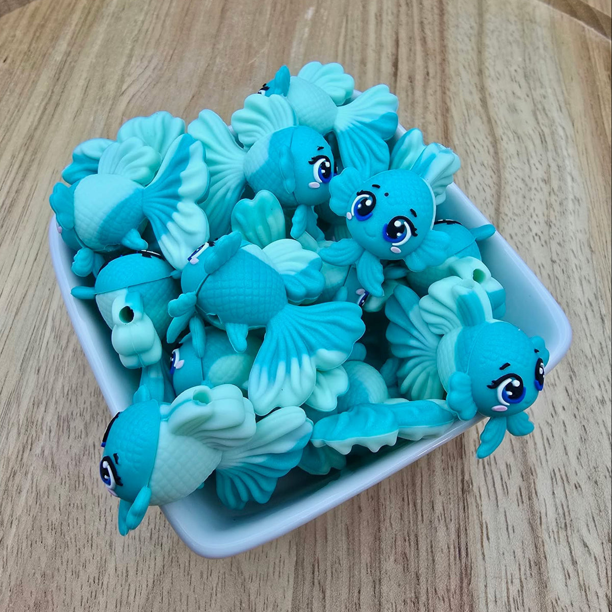3D Turquoise Fancy Goldfish - Silicone Focal Bead