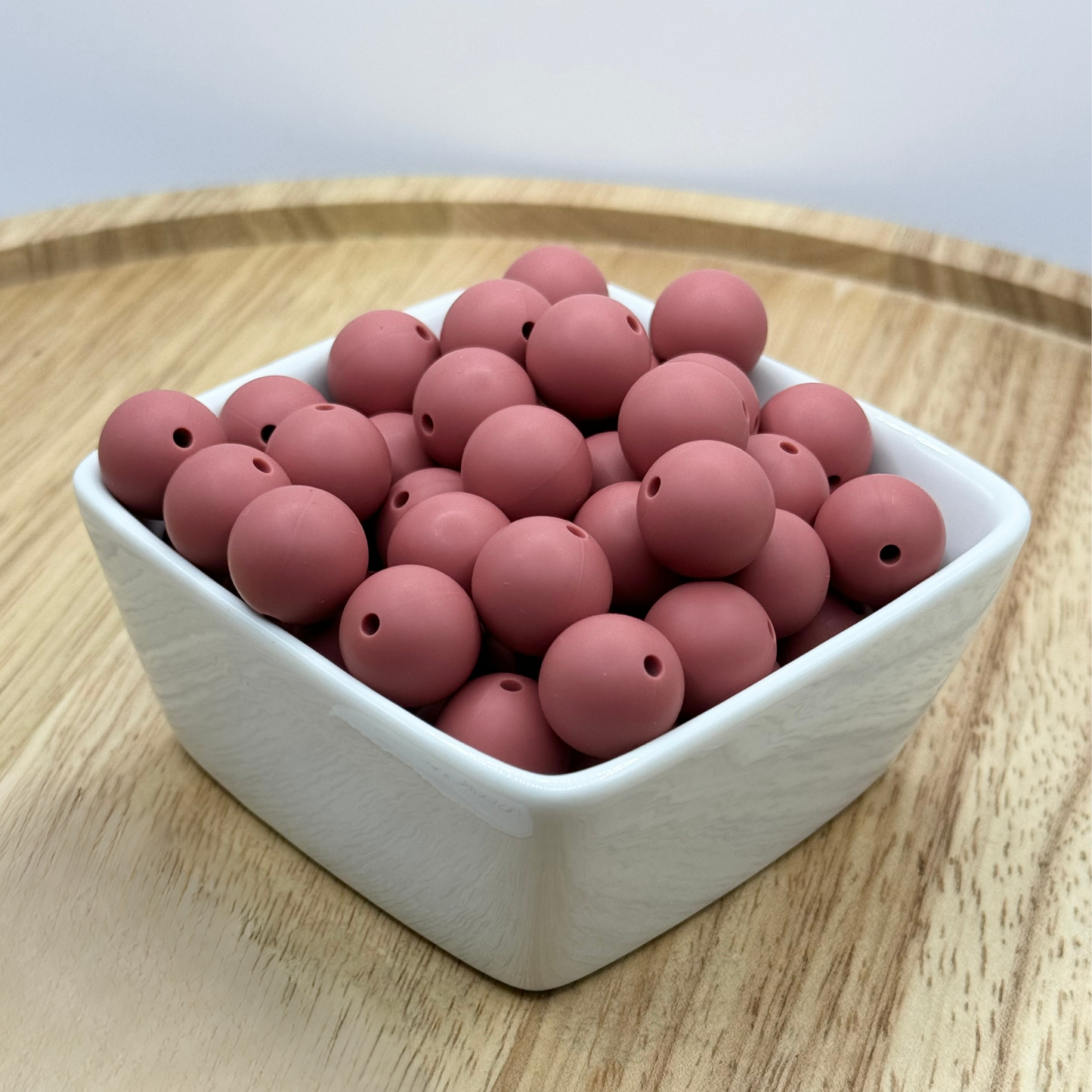 15mm Solid Color Silicone Bead - Burgundy Rose