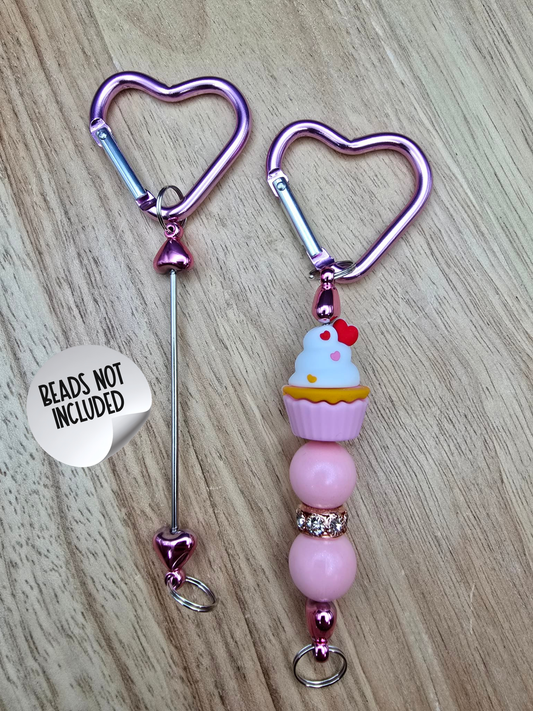 Beadable Heart Carabiners - Guava