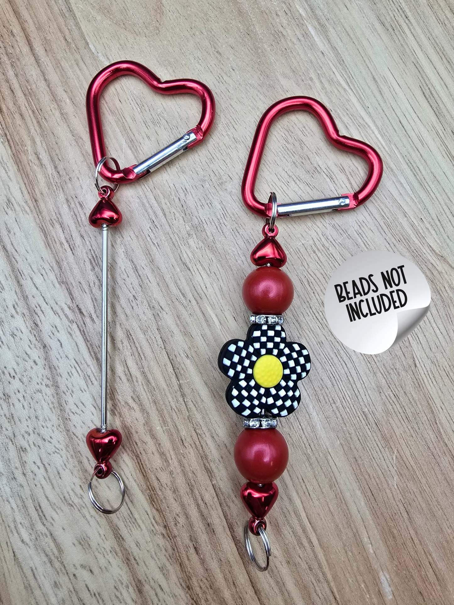 Beadable Heart Carabiners - Very Cherry