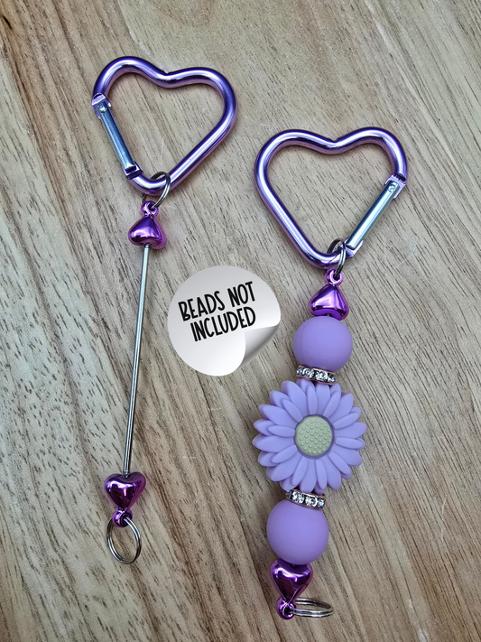 Beadable Heart Carabiners - Acai