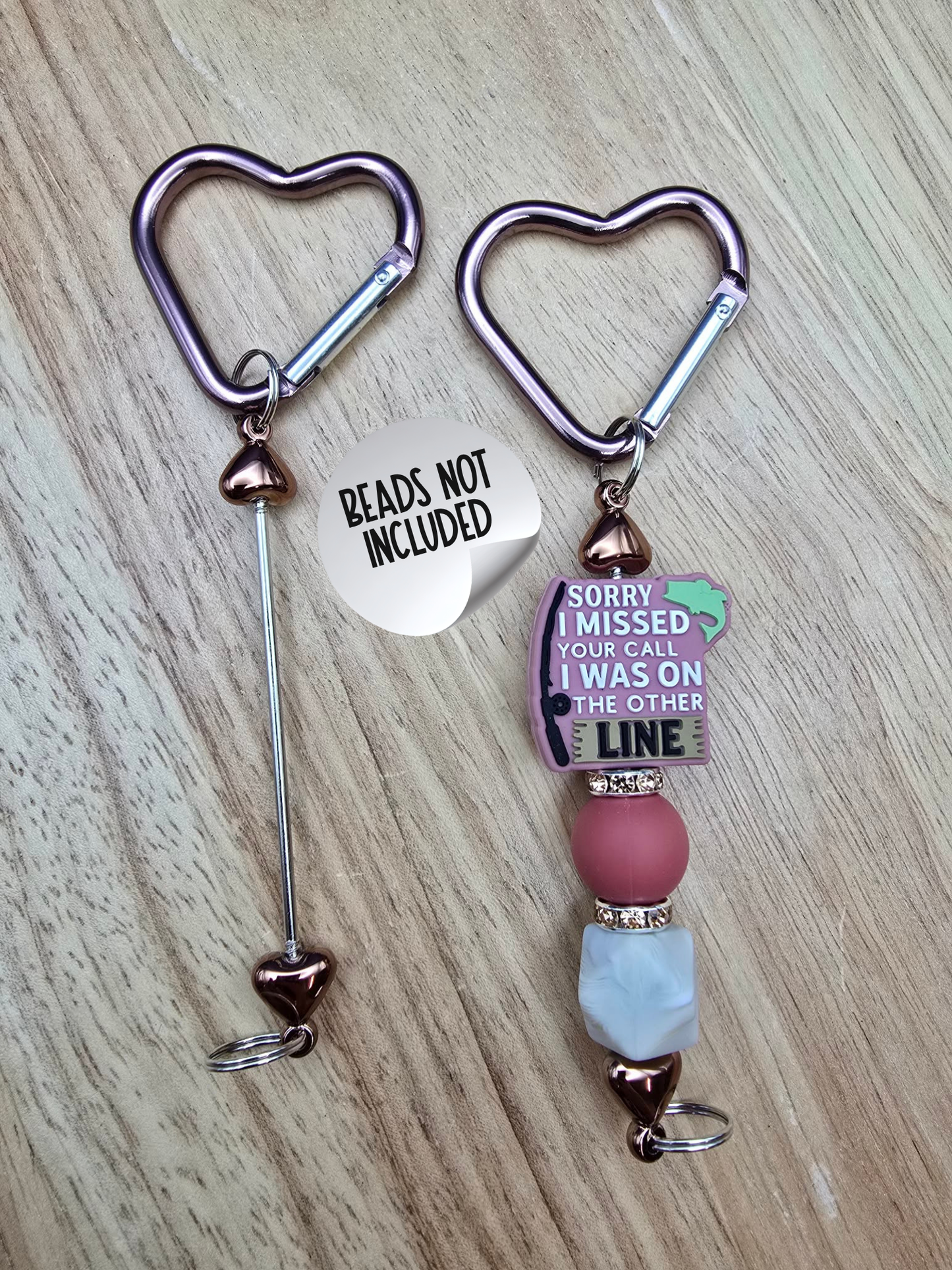Beadable Heart Carabiners - Coconut
