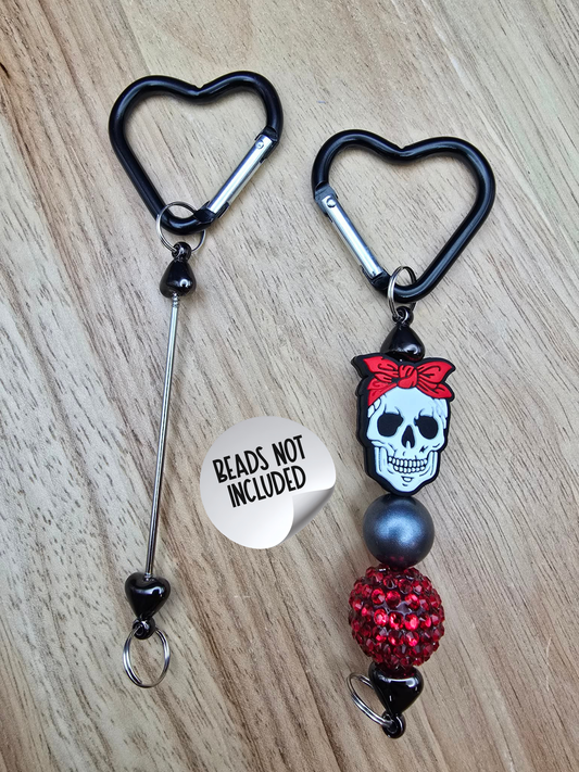 Beadable Heart Carabiners - Elderberry