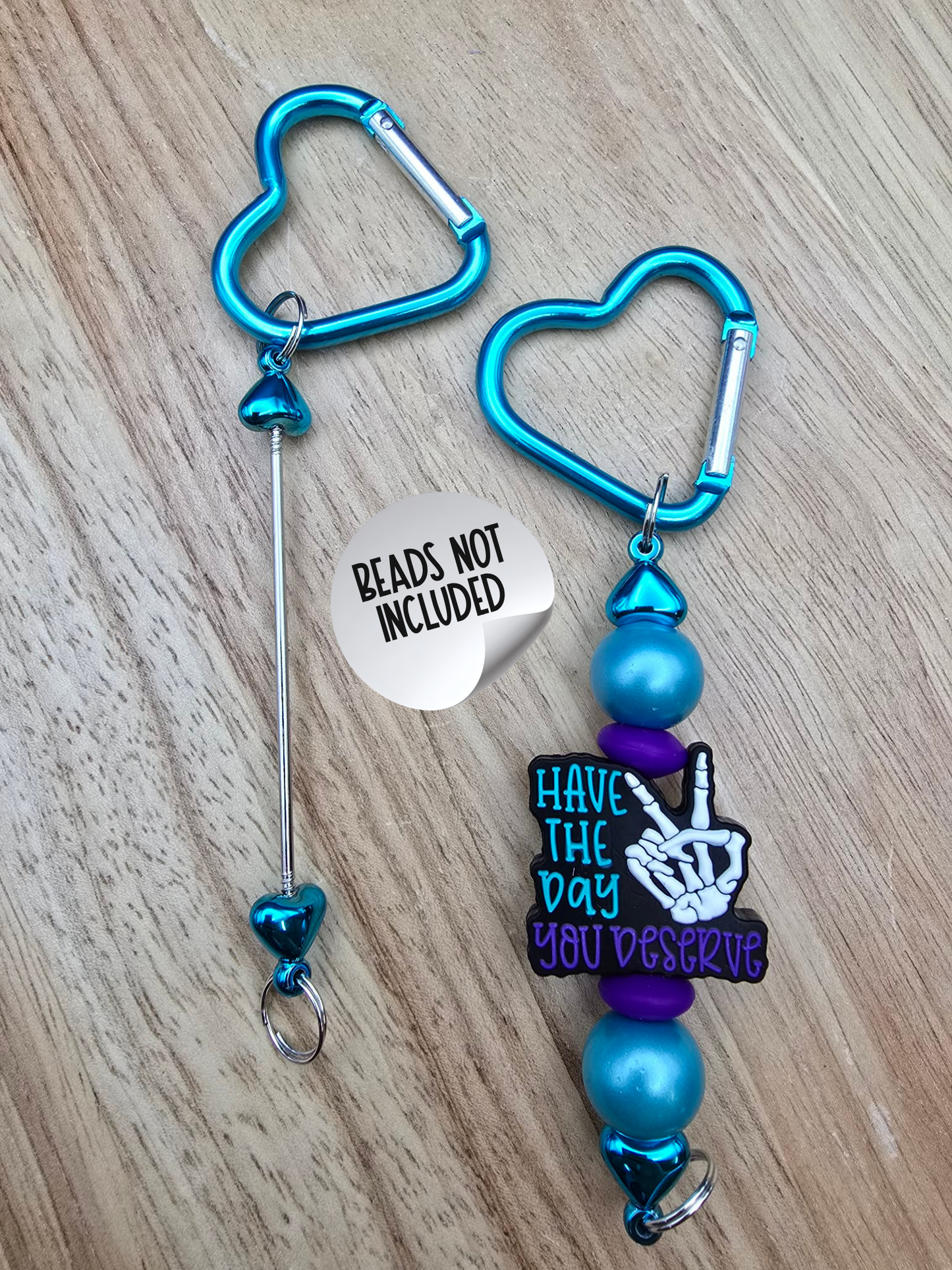 Beadable Heart Carabiners - Blue Raspberry