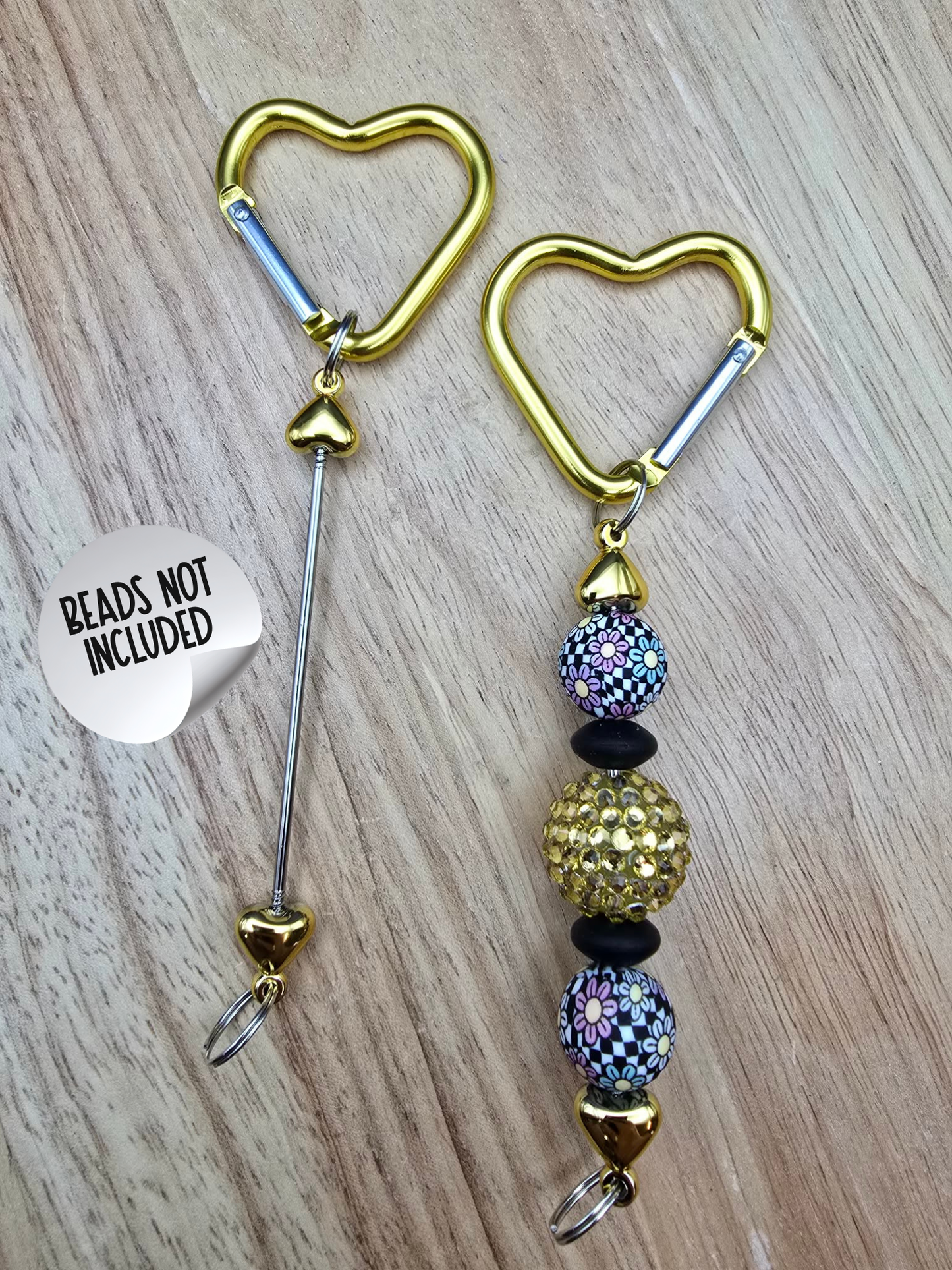 Beadable Heart Carabiners - Pineapple