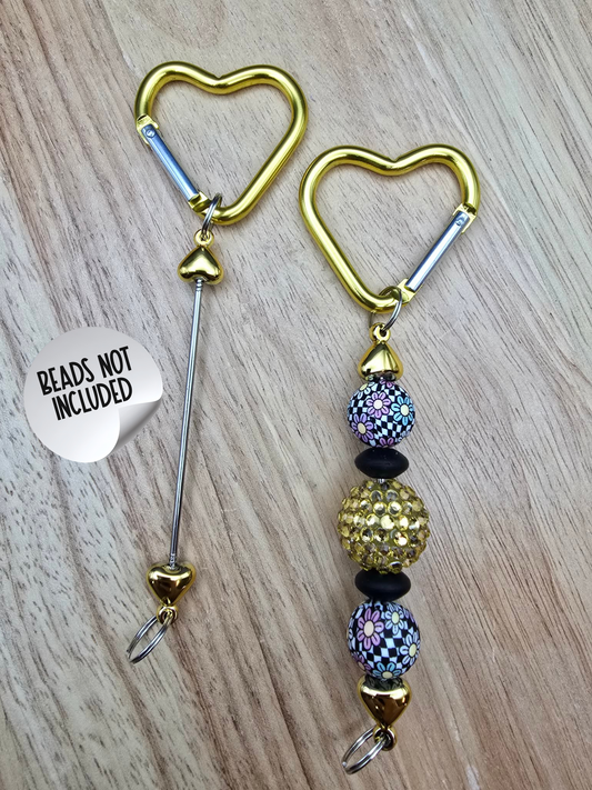 Beadable Heart Carabiners - Pineapple