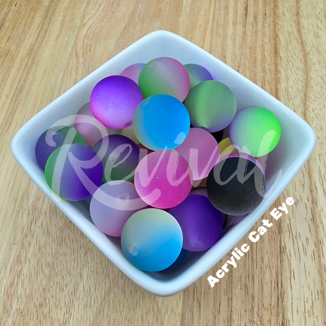 20mm Matte Acrylic Beads - Cat Eye (Pack of 15 Beads)