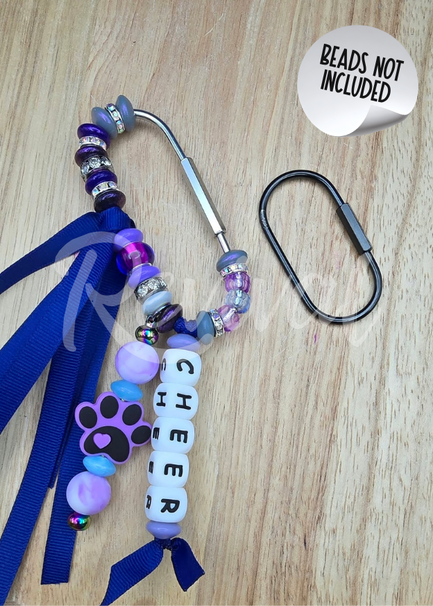 Beadable Bag Charm Bar - Carabiner Clip (30x60mm)