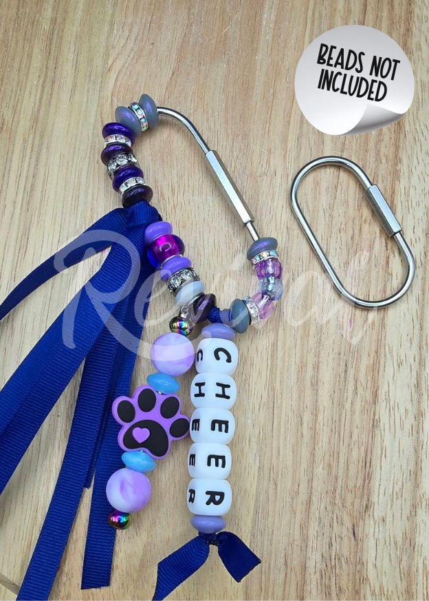 Beadable Bag Charm Bar - Carabiner Clip (30x60mm)