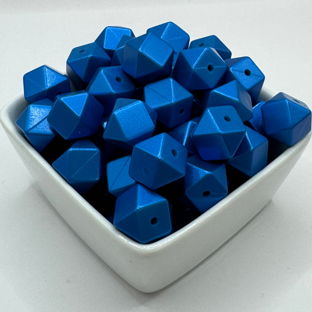 Cobalt - 14mm Metallic Silicone Hexagon