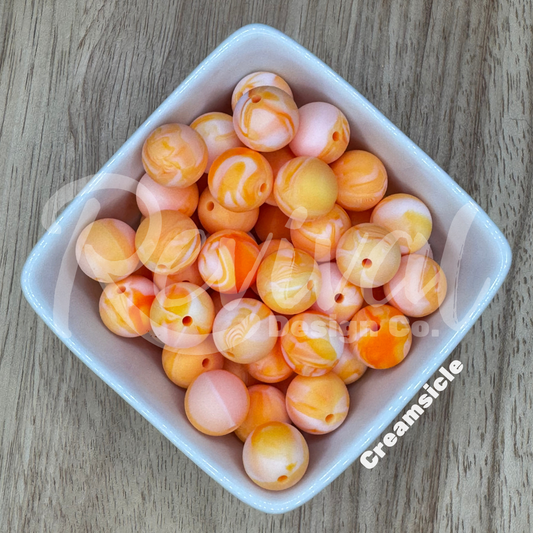 15mm Swirl Silicone Bead - Creamsicle