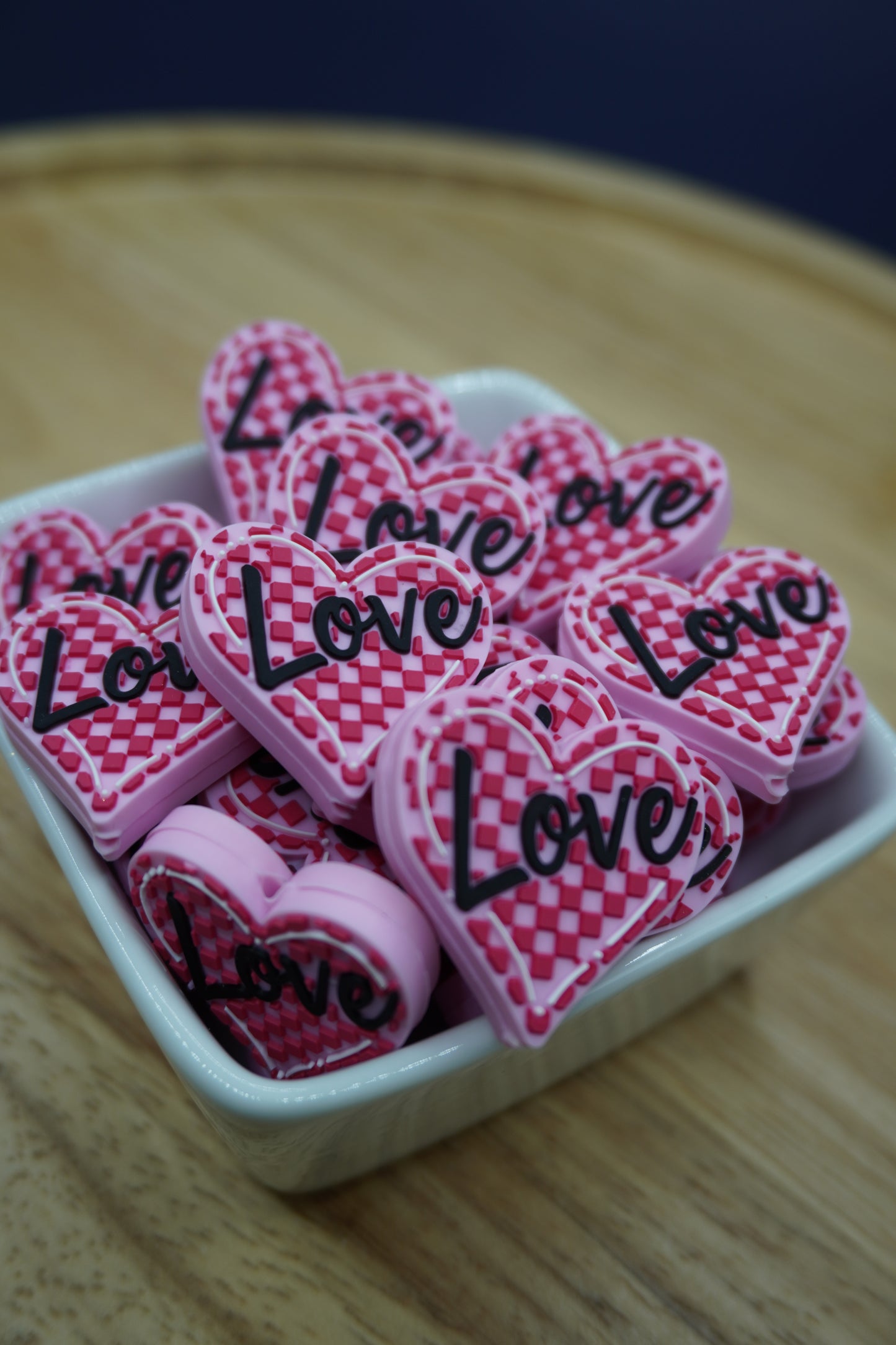 Checkered Heart - Silicone Focal Bead