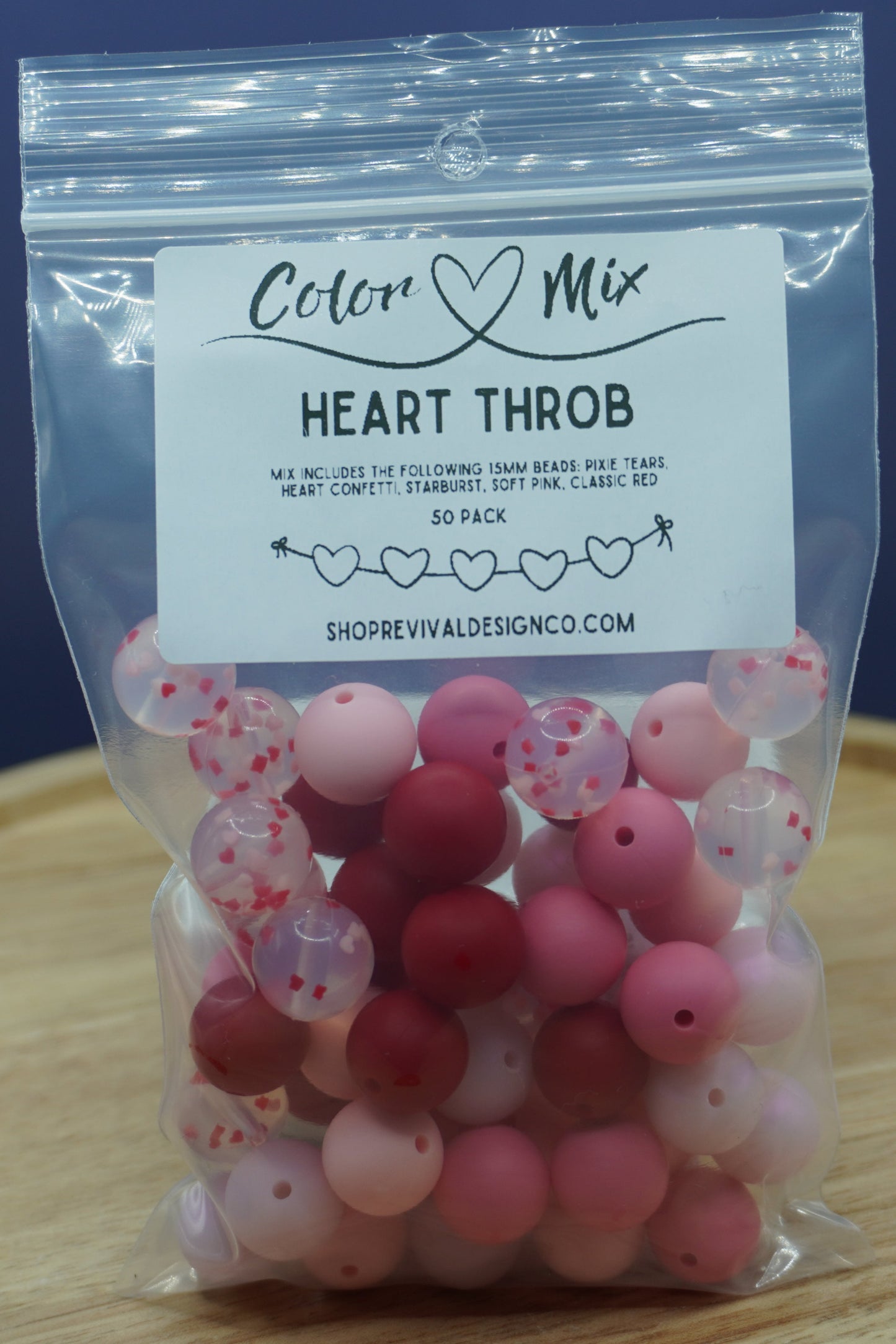 Heart Throb Color Mix - 15mm Silicone Beads - 50 Pack