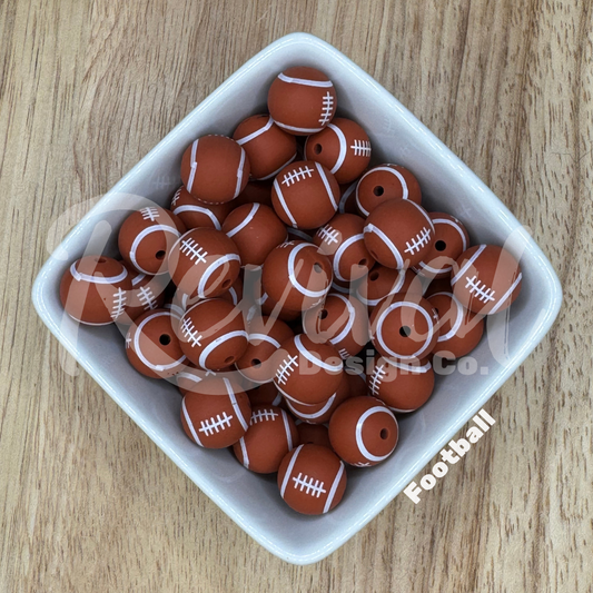 15mm Patterned Silicone Bead - Football