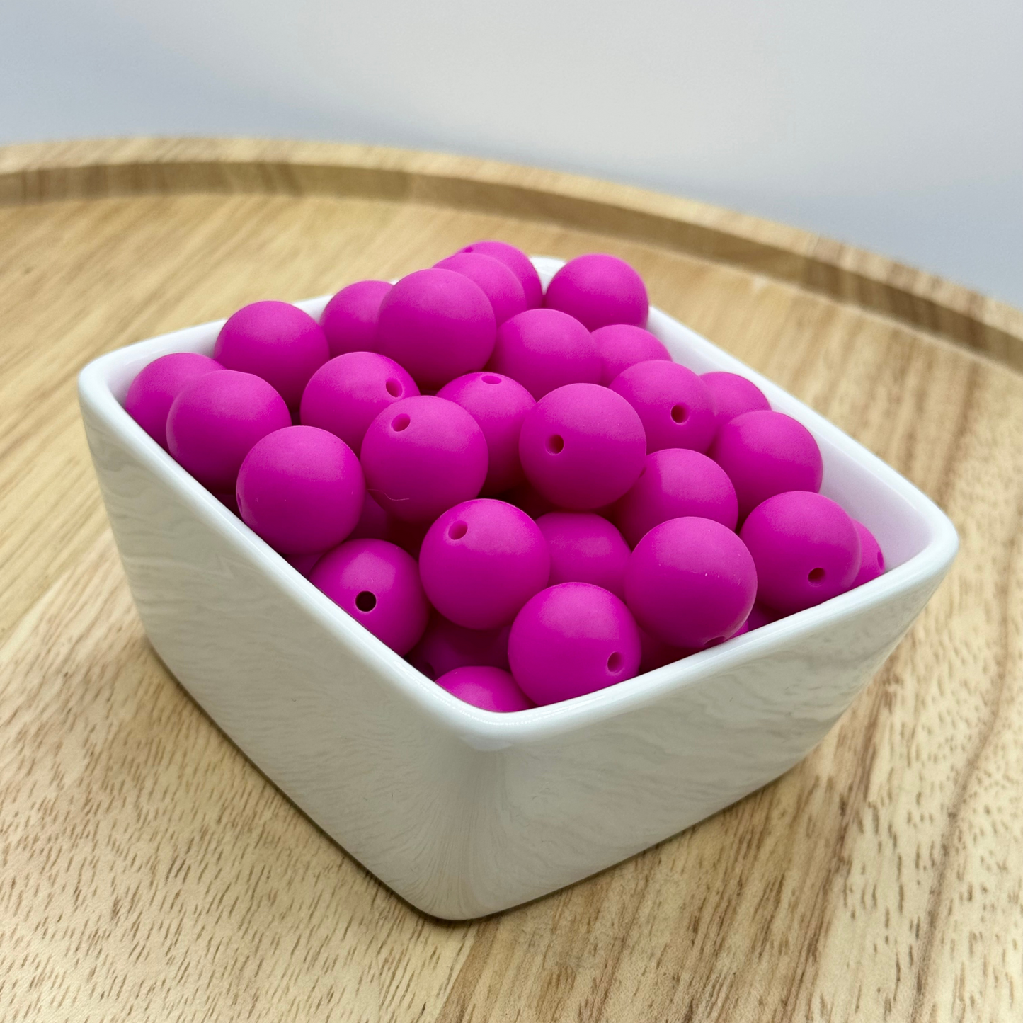 15mm Solid Color Silicone Bead - Fuchsia