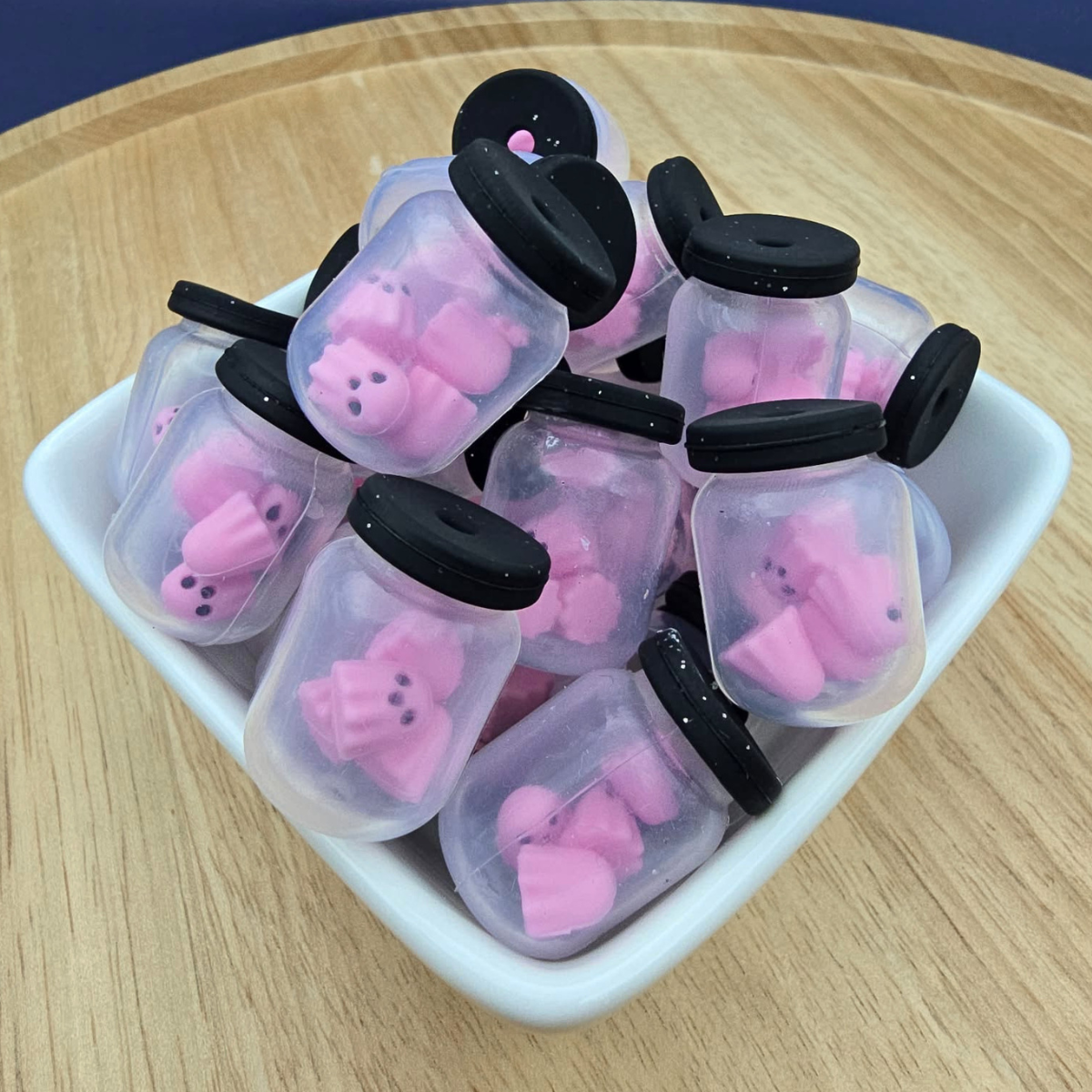 3D Girly Ghost Jar - Silicone Focal Bead